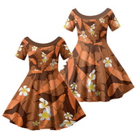 Orange Banana Leaf Hawaii Family Matching Off The Shoulder Long Sleeve Dress and Hawaiian Shirt Lau Maia Plumeria Tropical Summer Vibes