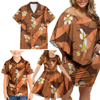 Orange Banana Leaf Hawaii Family Matching Off Shoulder Short Dress and Hawaiian Shirt Lau Maia Plumeria Tropical Summer Vibes