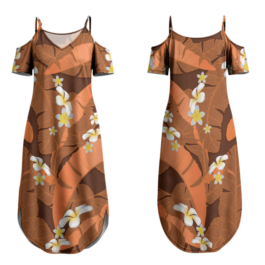 Orange Banana Leaf Hawaii Family Matching Summer Maxi Dress and Hawaiian Shirt Lau Maia Plumeria Tropical Summer Vibes