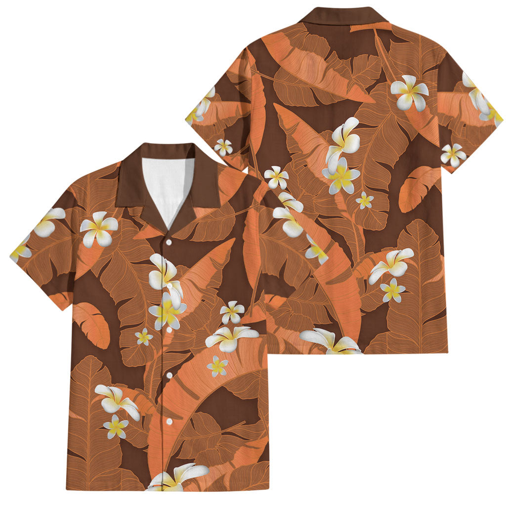 Orange Banana Leaf Hawaii Family Matching Summer Maxi Dress and Hawaiian Shirt Lau Maia Plumeria Tropical Summer Vibes