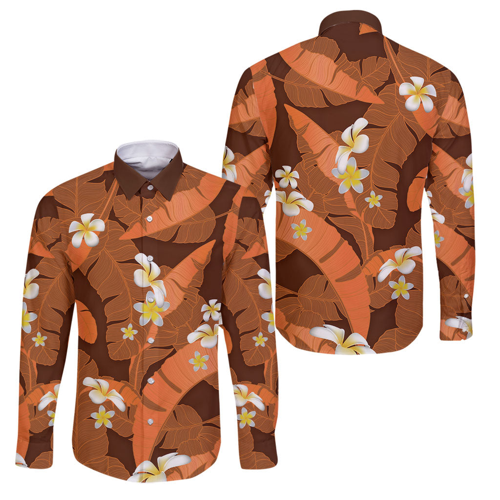 Orange Banana Leaf Hawaii Family Matching Tank Maxi Dress and Hawaiian Shirt Lau Maia Plumeria Tropical Summer Vibes