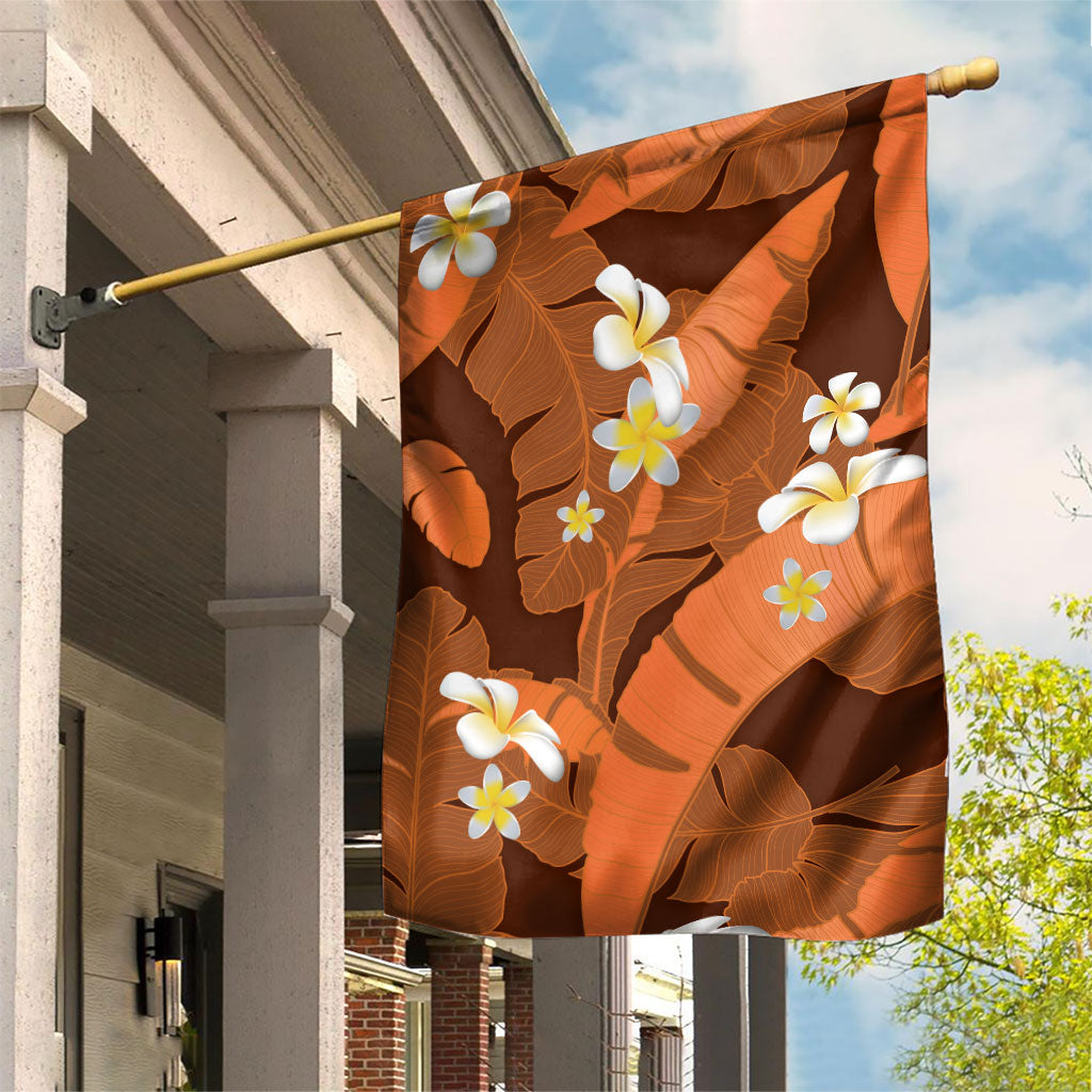 Orange Banana Leaf Hawaii Garden Flag Lau Maia Plumeria Tropical Summer Vibes