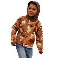 Orange Banana Leaf Hawaii Kid Hoodie Lau Maia Plumeria Tropical Summer Vibes