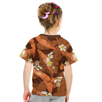 Orange Banana Leaf Hawaii Kid T Shirt Lau Maia Plumeria Tropical Summer Vibes