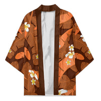 Orange Banana Leaf Hawaii Kimono Lau Maia Plumeria Tropical Summer Vibes