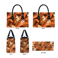 Orange Banana Leaf Hawaii Leather Bag Lau Maia Plumeria Tropical Summer Vibes