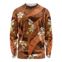 Orange Banana Leaf Hawaii Long Sleeve Shirt Lau Maia Plumeria Tropical Summer Vibes
