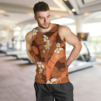 Orange Banana Leaf Hawaii Men Tank Top Lau Maia Plumeria Tropical Summer Vibes