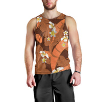 Orange Banana Leaf Hawaii Men Tank Top Lau Maia Plumeria Tropical Summer Vibes