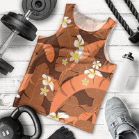 Orange Banana Leaf Hawaii Men Tank Top Lau Maia Plumeria Tropical Summer Vibes