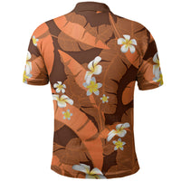 Orange Banana Leaf Hawaii Polo Shirt Lau Maia Plumeria Tropical Summer Vibes