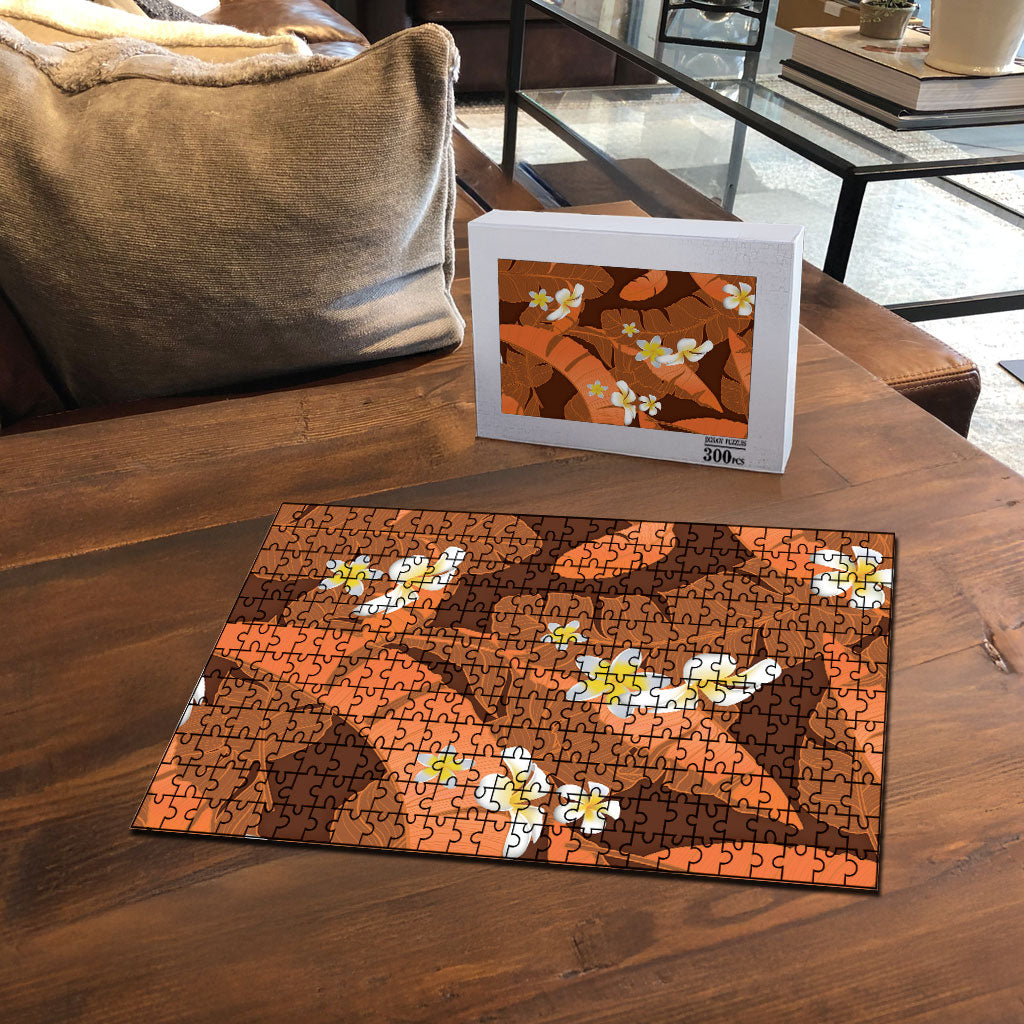 Orange Banana Leaf Hawaii Puzzle Lau Maia Plumeria Tropical Summer Vibes