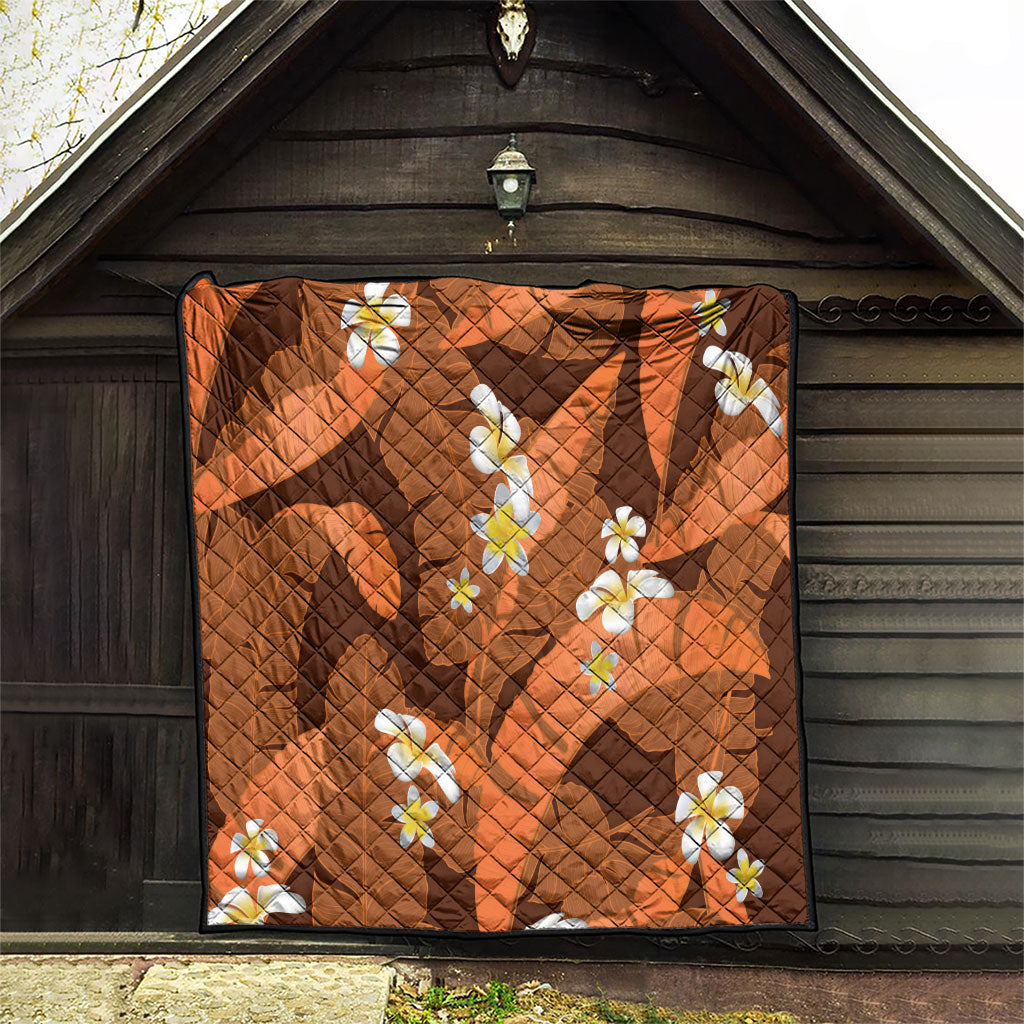 Orange Banana Leaf Hawaii Quilt Lau Maia Plumeria Tropical Summer Vibes