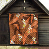 Orange Banana Leaf Hawaii Quilt Lau Maia Plumeria Tropical Summer Vibes