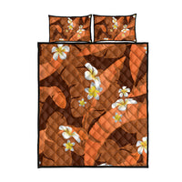 Orange Banana Leaf Hawaii Quilt Bed Set Lau Maia Plumeria Tropical Summer Vibes