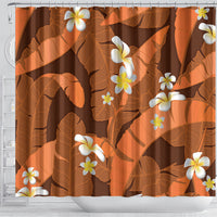 Orange Banana Leaf Hawaii Shower Curtain Lau Maia Plumeria Tropical Summer Vibes