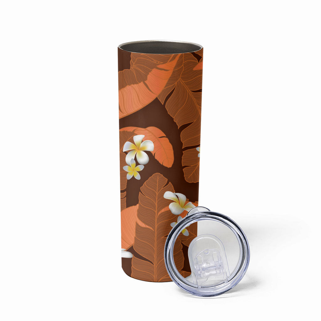 Orange Banana Leaf Hawaii Skinny Tumbler Lau Maia Plumeria Tropical Summer Vibes