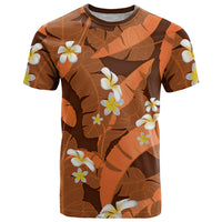 Orange Banana Leaf Hawaii T Shirt Lau Maia Plumeria Tropical Summer Vibes