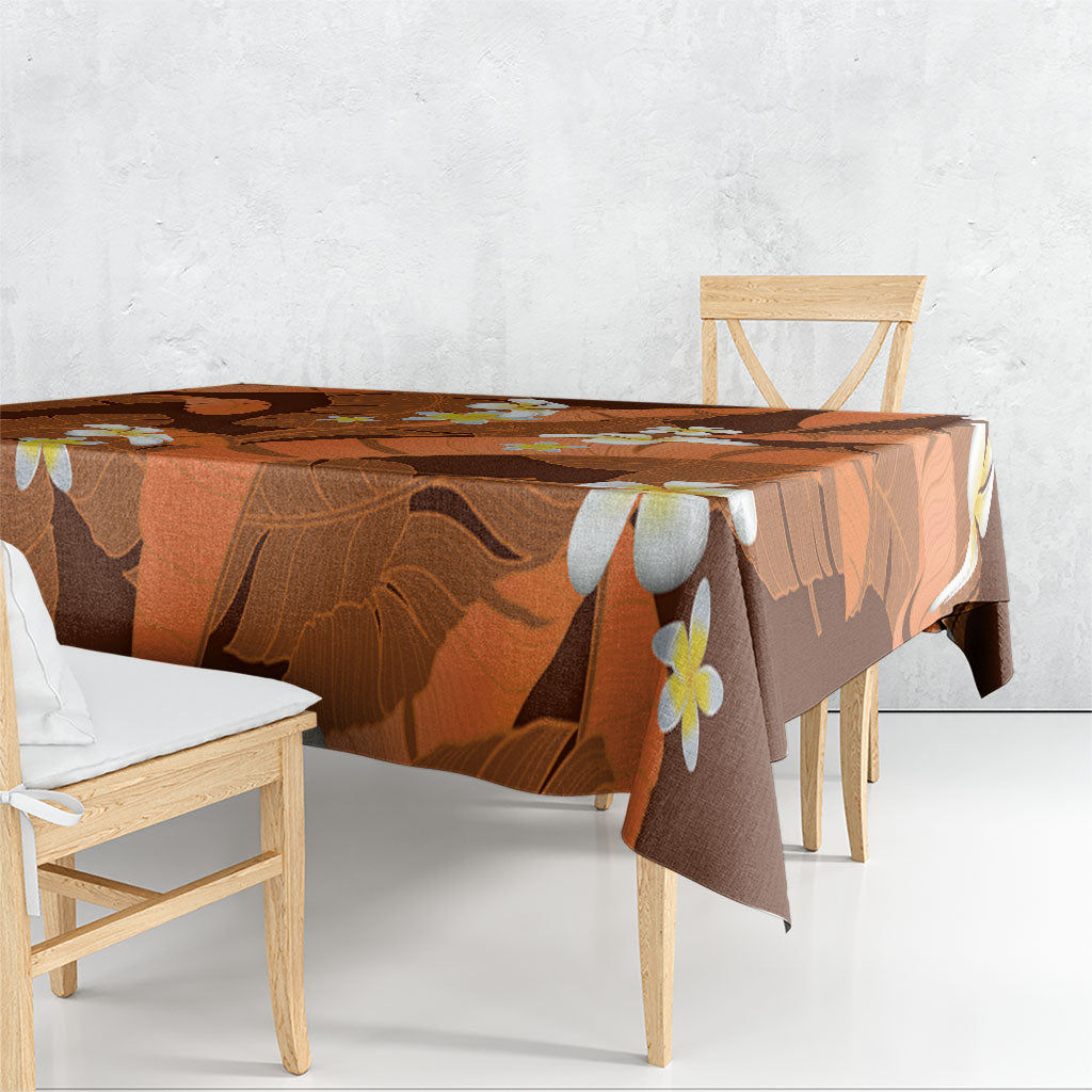 Orange Banana Leaf Hawaii Tablecloth Lau Maia Plumeria Tropical Summer Vibes