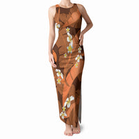 Orange Banana Leaf Hawaii Tank Maxi Dress Lau Maia Plumeria Tropical Summer Vibes