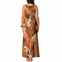 Orange Banana Leaf Hawaii Tank Maxi Dress Lau Maia Plumeria Tropical Summer Vibes