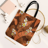 Orange Banana Leaf Hawaii Tote Bag Lau Maia Plumeria Tropical Summer Vibes