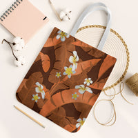 Orange Banana Leaf Hawaii Tote Bag Lau Maia Plumeria Tropical Summer Vibes