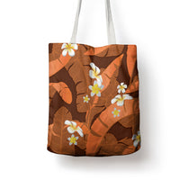 Orange Banana Leaf Hawaii Tote Bag Lau Maia Plumeria Tropical Summer Vibes