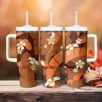 Orange Banana Leaf Hawaii Tumbler With Handle Lau Maia Plumeria Tropical Summer Vibes