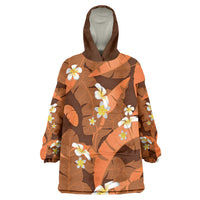 Orange Banana Leaf Hawaii Wearable Blanket Hoodie Lau Maia Plumeria Tropical Summer Vibes