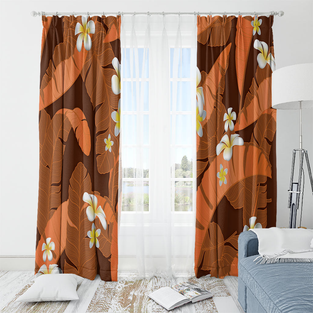 Orange Banana Leaf Hawaii Window Curtain Lau Maia Plumeria Tropical Summer Vibes