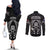 New Zealand Aotearoa Rugby Couples Matching Off The Shoulder Long Sleeve Dress and Long Sleeve Button Shirts NZ Tiki With Maori Fern World Cup Black Version LT14 - Polynesian Pride