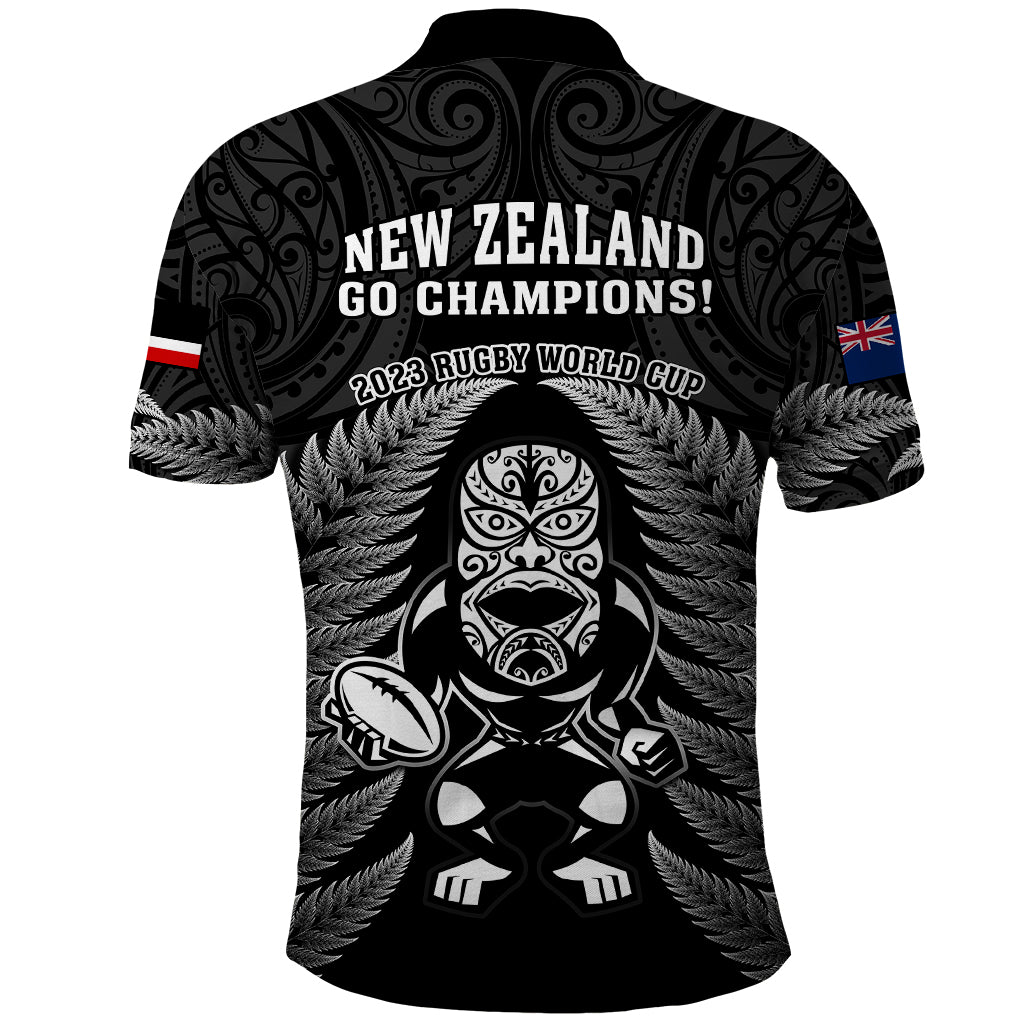 New Zealand Aotearoa Rugby Polo Shirt NZ Tiki With Maori Fern World Cup Black Version LT14 - Polynesian Pride