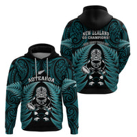 New Zealand Aotearoa Rugby Hoodie NZ Tiki With Maori Fern World Cup Turquoise Version LT14 - Polynesian Pride