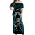 New Zealand Aotearoa Rugby Off Shoulder Maxi Dress NZ Tiki With Maori Fern World Cup Turquoise Version LT14 Women Turquoise - Polynesian Pride