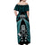 New Zealand Aotearoa Rugby Off Shoulder Maxi Dress NZ Tiki With Maori Fern World Cup Turquoise Version LT14 - Polynesian Pride