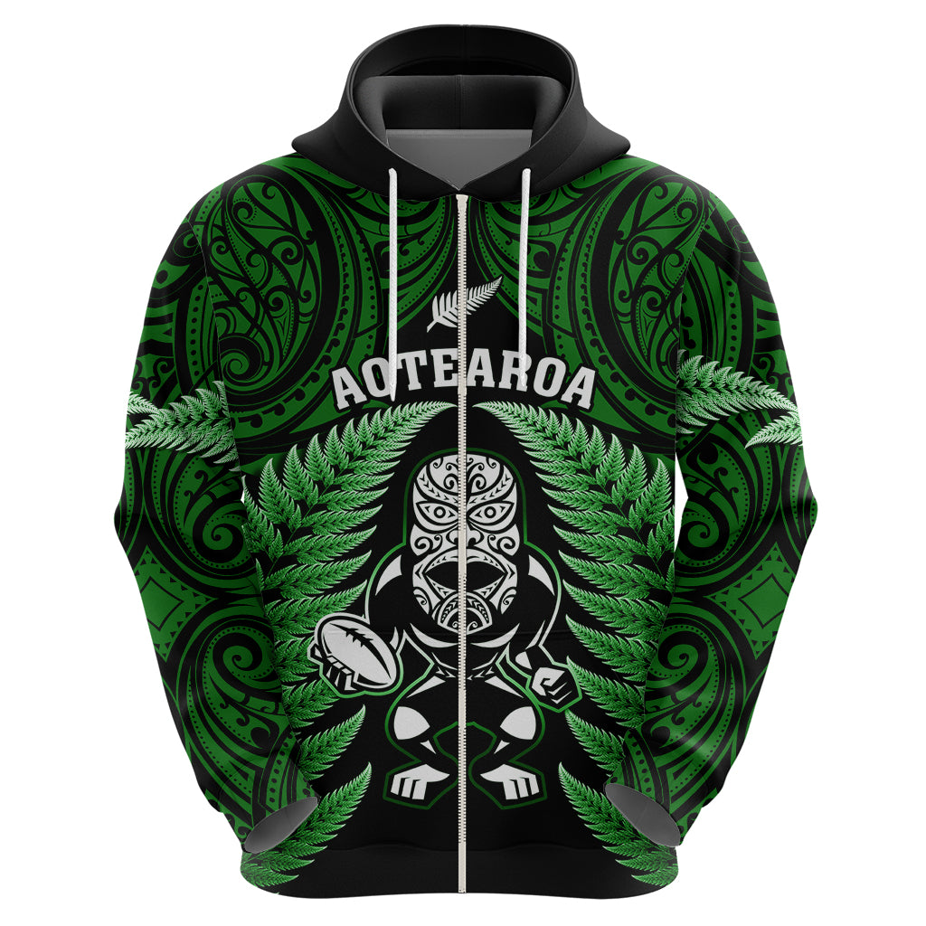 New Zealand Aotearoa Rugby Hoodie NZ Tiki With Maori Fern World Cup Green Version LT14 - Polynesian Pride