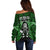 New Zealand Aotearoa Rugby Off Shoulder Sweater NZ Tiki With Maori Fern World Cup Green Version LT14 - Polynesian Pride