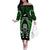 New Zealand Aotearoa Rugby Off The Shoulder Long Sleeve Dress NZ Tiki With Maori Fern World Cup Green Version LT14 Women Green - Polynesian Pride