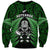 New Zealand Aotearoa Rugby Sweatshirt NZ Tiki With Maori Fern World Cup Green Version LT14 Unisex Green - Polynesian Pride