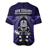 New Zealand Aotearoa Rugby Baseball Jersey NZ Tiki With Maori Fern World Cup Blue Version LT14 - Polynesian Pride