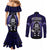New Zealand Aotearoa Rugby Couples Matching Mermaid Dress and Long Sleeve Button Shirts NZ Tiki With Maori Fern World Cup Blue Version LT14 - Polynesian Pride