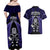 New Zealand Aotearoa Rugby Couples Matching Off Shoulder Maxi Dress and Hawaiian Shirt NZ Tiki With Maori Fern World Cup Blue Version LT14 - Polynesian Pride