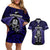 New Zealand Aotearoa Rugby Couples Matching Off Shoulder Short Dress and Hawaiian Shirt NZ Tiki With Maori Fern World Cup Blue Version LT14 Blue - Polynesian Pride