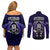 New Zealand Aotearoa Rugby Couples Matching Off Shoulder Short Dress and Long Sleeve Button Shirts NZ Tiki With Maori Fern World Cup Blue Version LT14 - Polynesian Pride