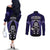 New Zealand Aotearoa Rugby Couples Matching Off The Shoulder Long Sleeve Dress and Long Sleeve Button Shirts NZ Tiki With Maori Fern World Cup Blue Version LT14 - Polynesian Pride