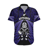 New Zealand Aotearoa Rugby Hawaiian Shirt NZ Tiki With Maori Fern World Cup Blue Version LT14 Blue - Polynesian Pride