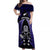 New Zealand Aotearoa Rugby Off Shoulder Maxi Dress NZ Tiki With Maori Fern World Cup Blue Version LT14 Women Blue - Polynesian Pride