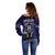 New Zealand Aotearoa Rugby Off Shoulder Sweater NZ Tiki With Maori Fern World Cup Blue Version LT14 - Polynesian Pride
