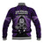 New Zealand Aotearoa Rugby Baseball Jacket NZ Tiki With Maori Fern World Cup Purple Version LT14 - Polynesian Pride